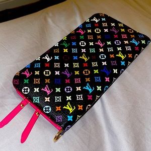 LOUIS VUITTON XL WALLET ORGANIZER MURAKAMI RARE NEW RAINBOW BLACK LV AUTHENTIC
